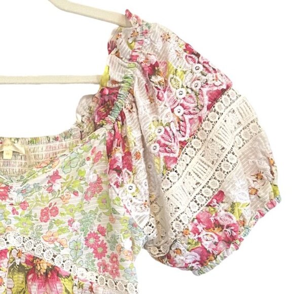 LoveShackFancy Prezia Embroidered Lace Floral Top White Designer XS - Picture 4 of 12